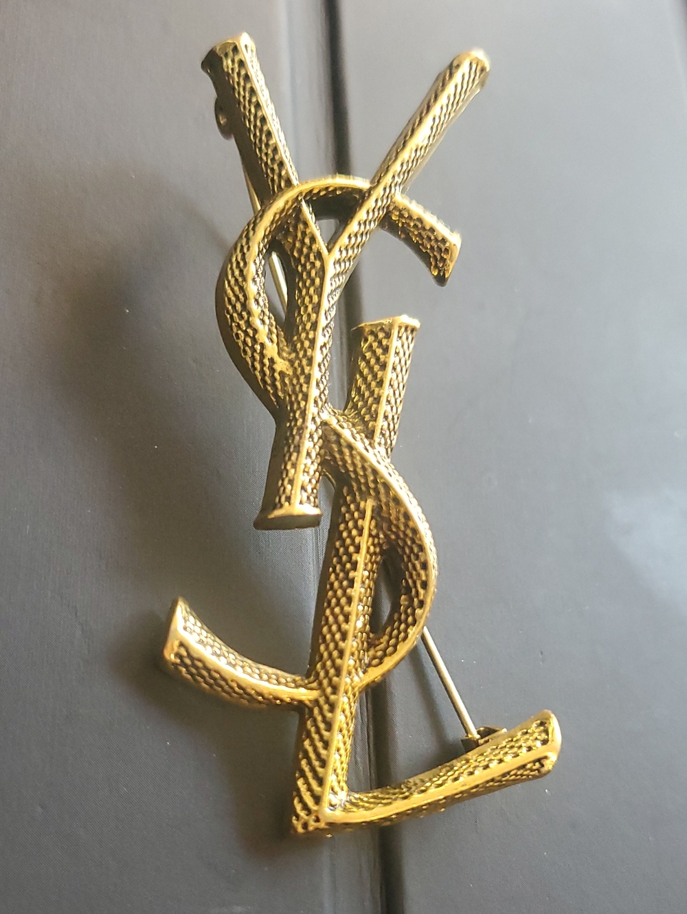 YSL Cassandre Brooch Reptile Embossed